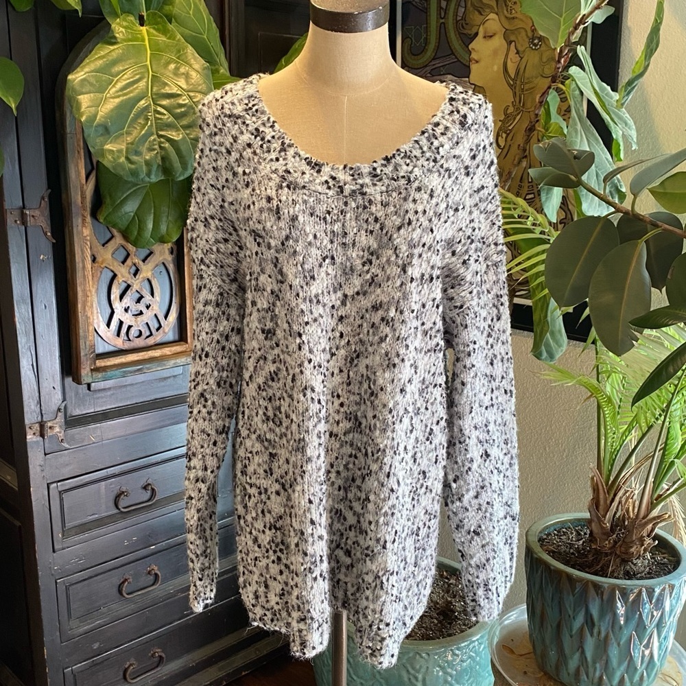 Urban Outfitters Speckled Black and White Cozy Knit Sweater